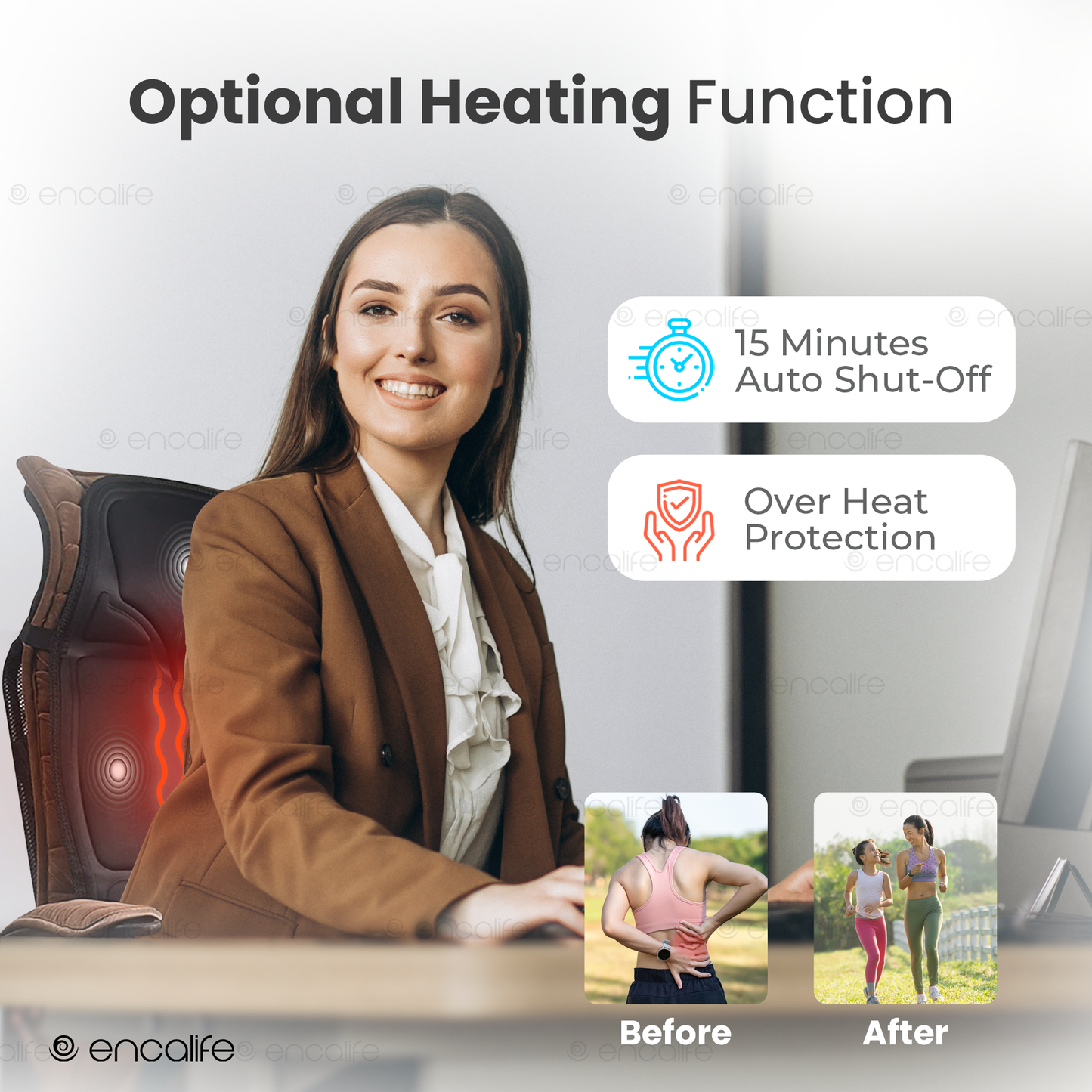 Shiatsu Back Chair Massager encalife