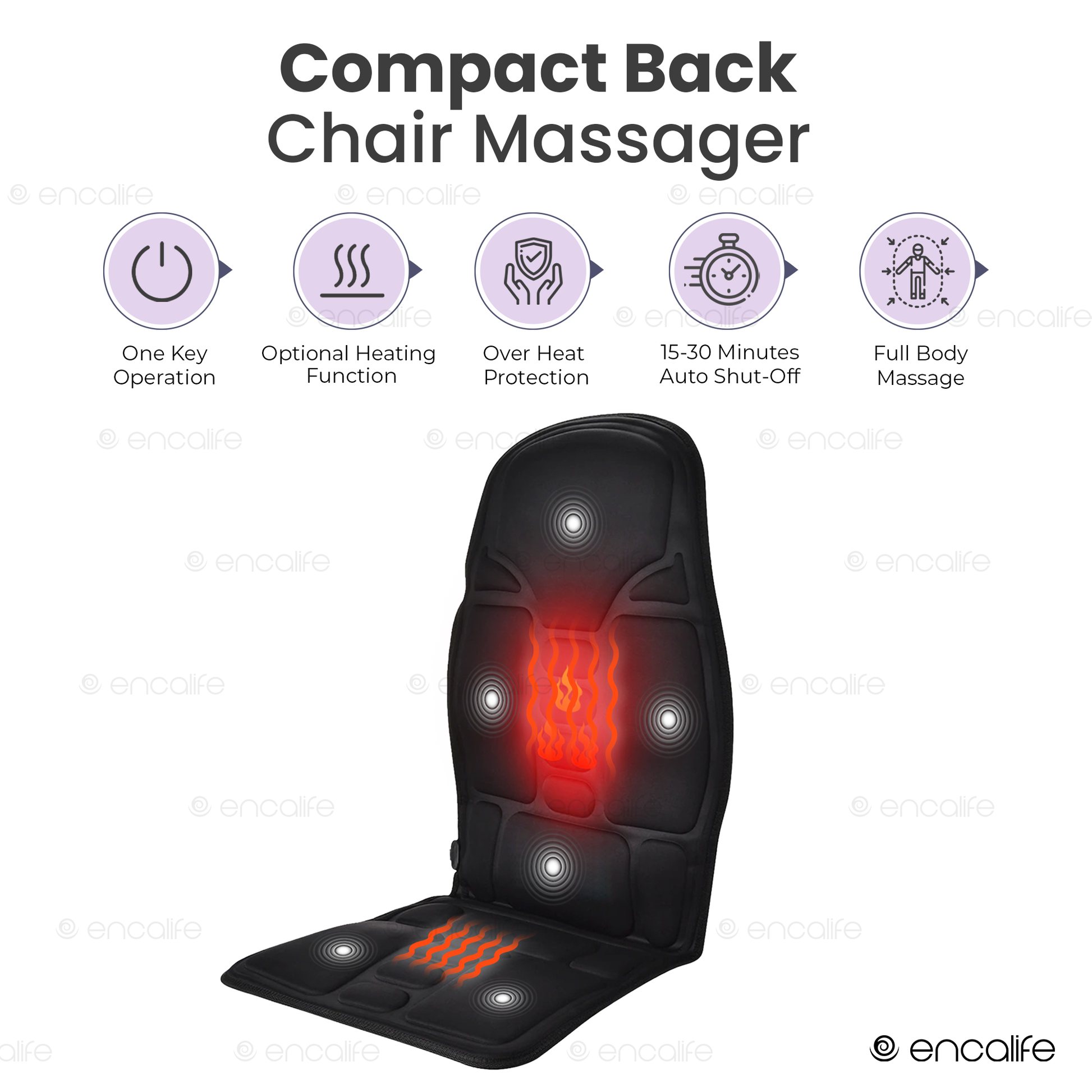 Shiatsu Back Chair Massager encalife