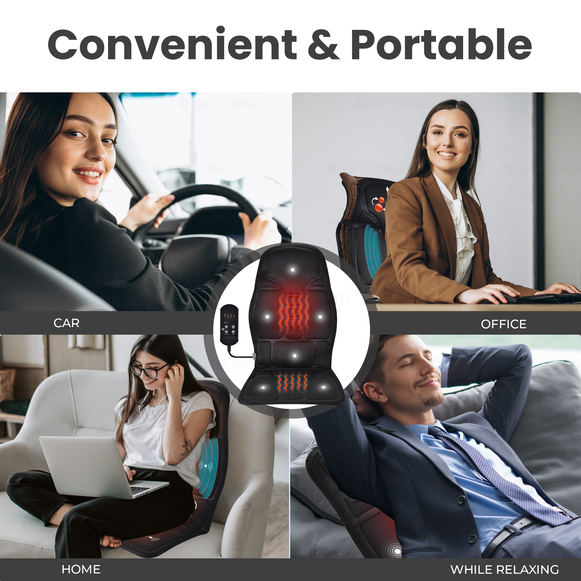 Shiatsu Back Chair Massager encalife