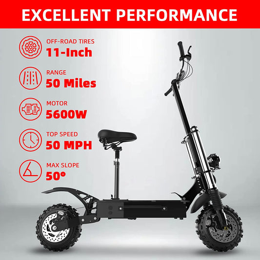 Unbeatable 5,600W Electric Scooter | Foldable Design With Comfortable Seat encalife