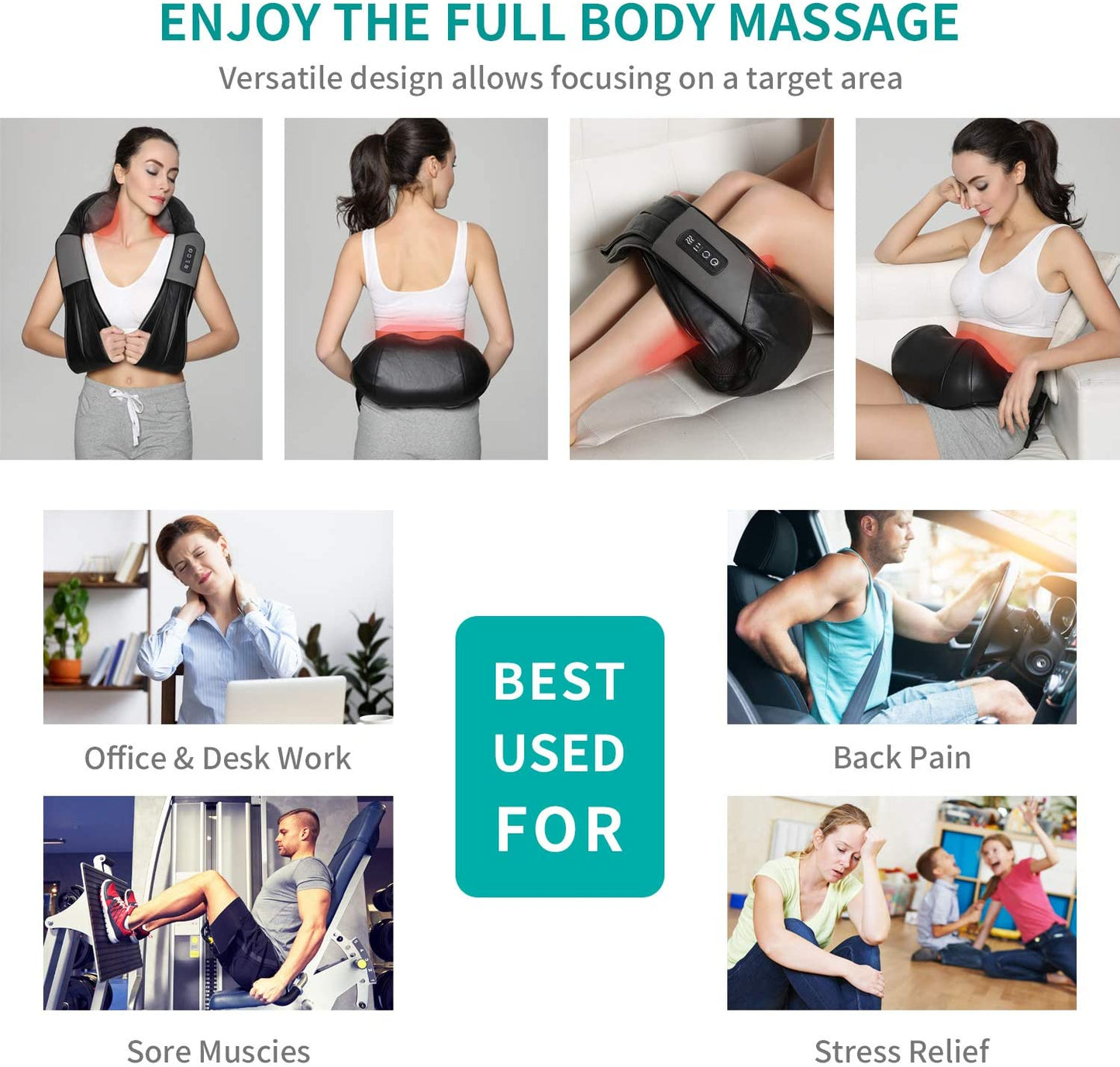 Shiatsu Neck, Back & Shoulder Massager (Heated) encalife