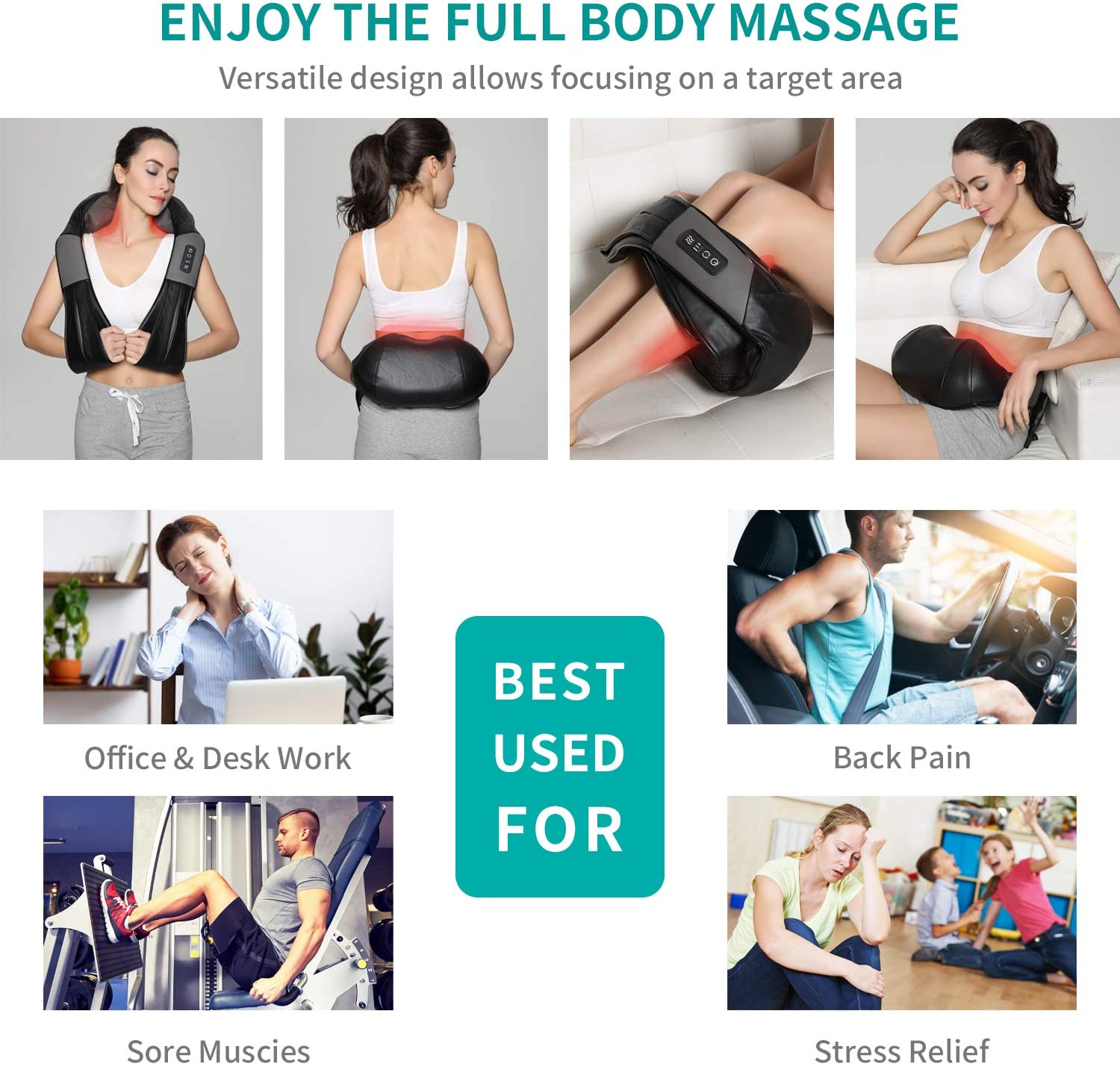 Shiatsu Neck, Back & Shoulder Massager (Heated) encalife