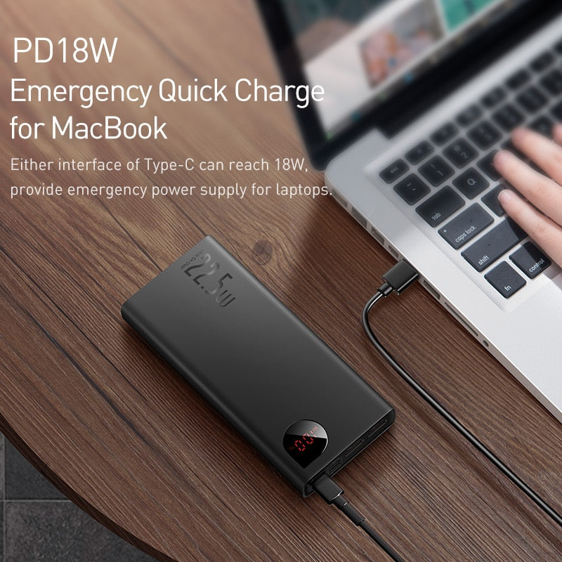 Portable Charger | Black | 22.5W / 20,000mAh Power Bank encalife