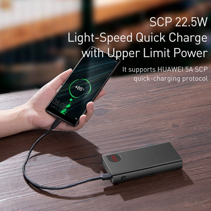 Portable Charger | Black | 22.5W / 20,000mAh Power Bank encalife
