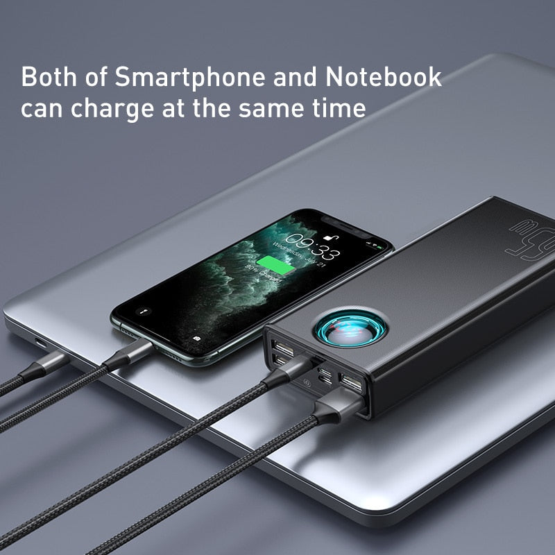 Portable Charger | White | 65W / 30,000mAh Power Bank encalife
