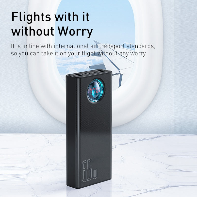 Portable Charger | White | 65W / 30,000mAh Power Bank encalife