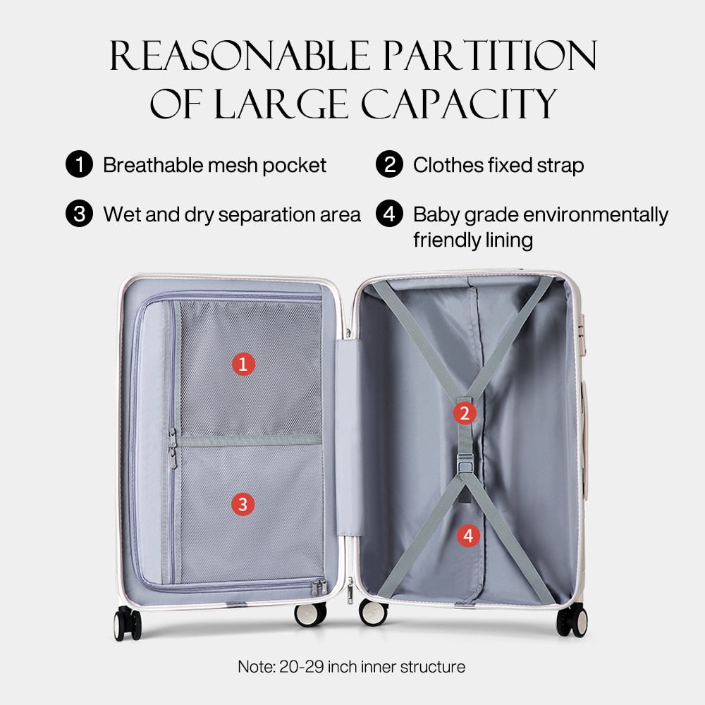 Carry-On Luggage | 360-Degree Spinner Wheels Suitcase