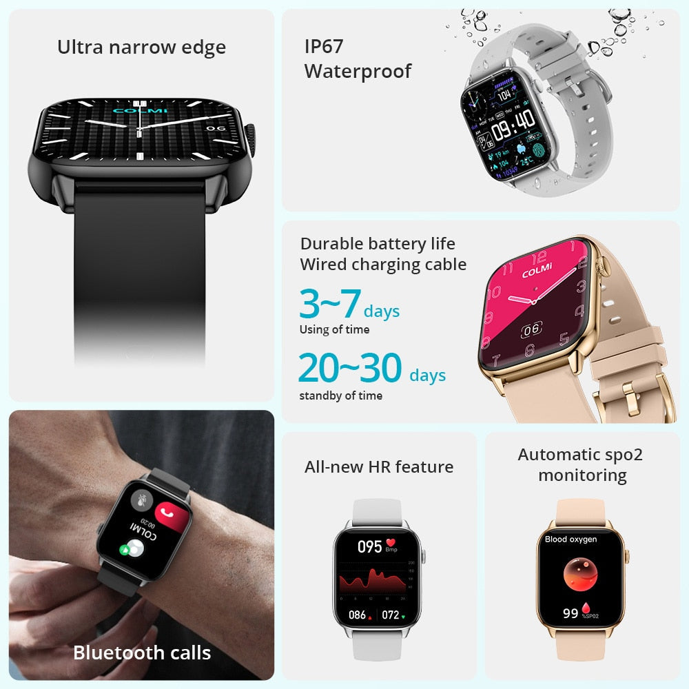 Fitness Tracking Smart Watch | Heart Rate And Sleep Monitor With 5 Straps encalife