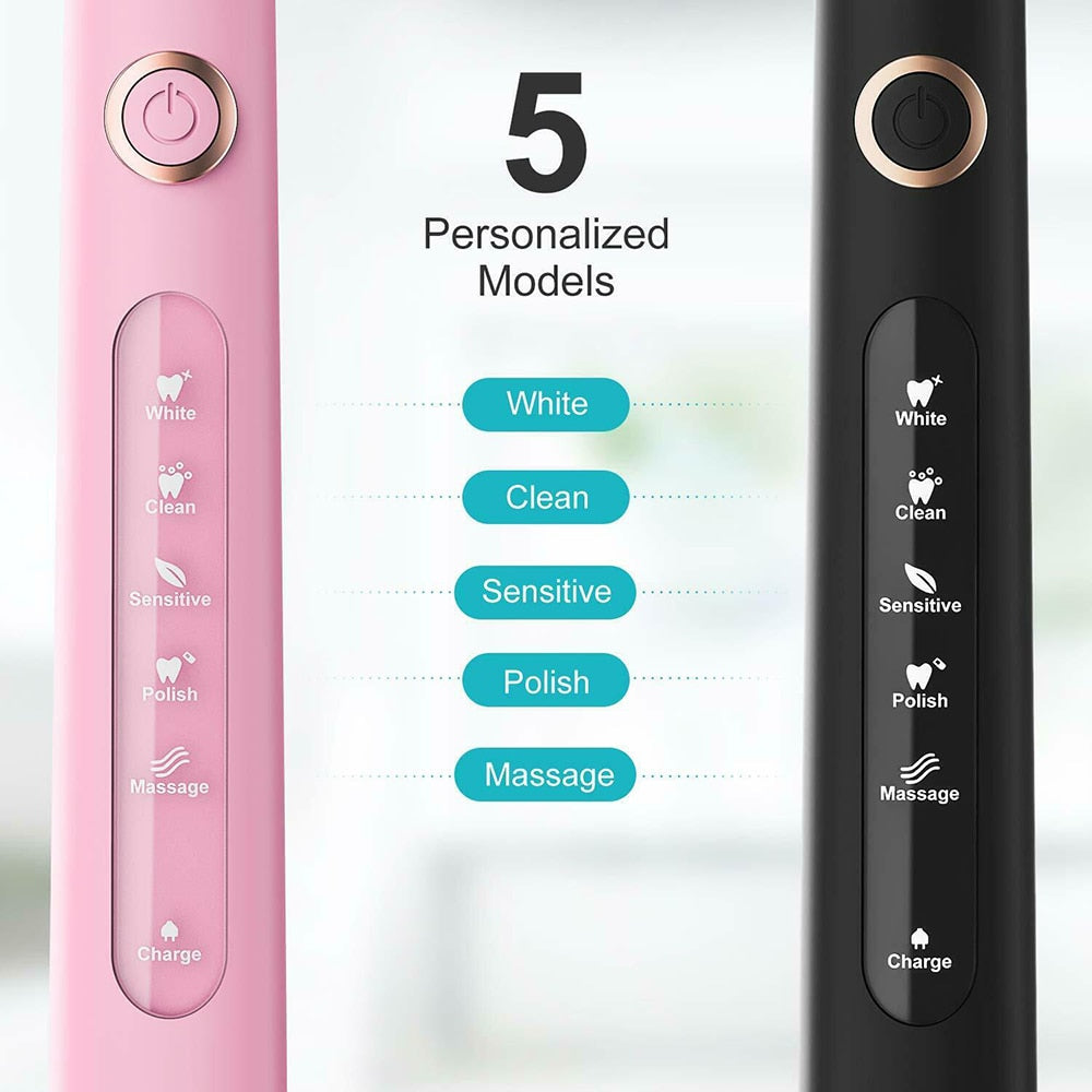 Electric Toothbrush | Black | Includes 8 Heads encalife