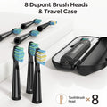 Electric Toothbrush | Black | Includes 8 Heads