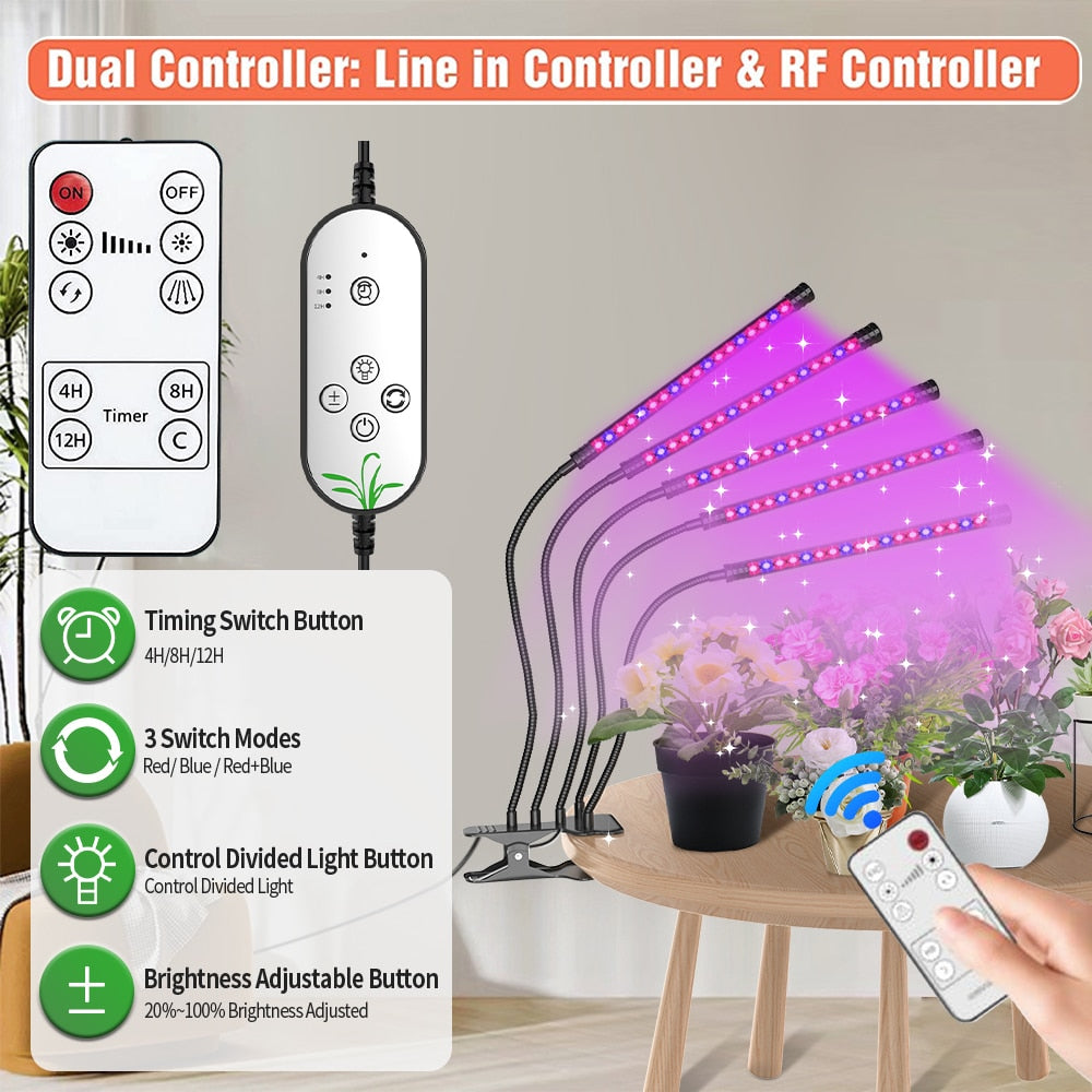 Grow Light For Indoor Plants | 5-Head Full Spectrum encalife