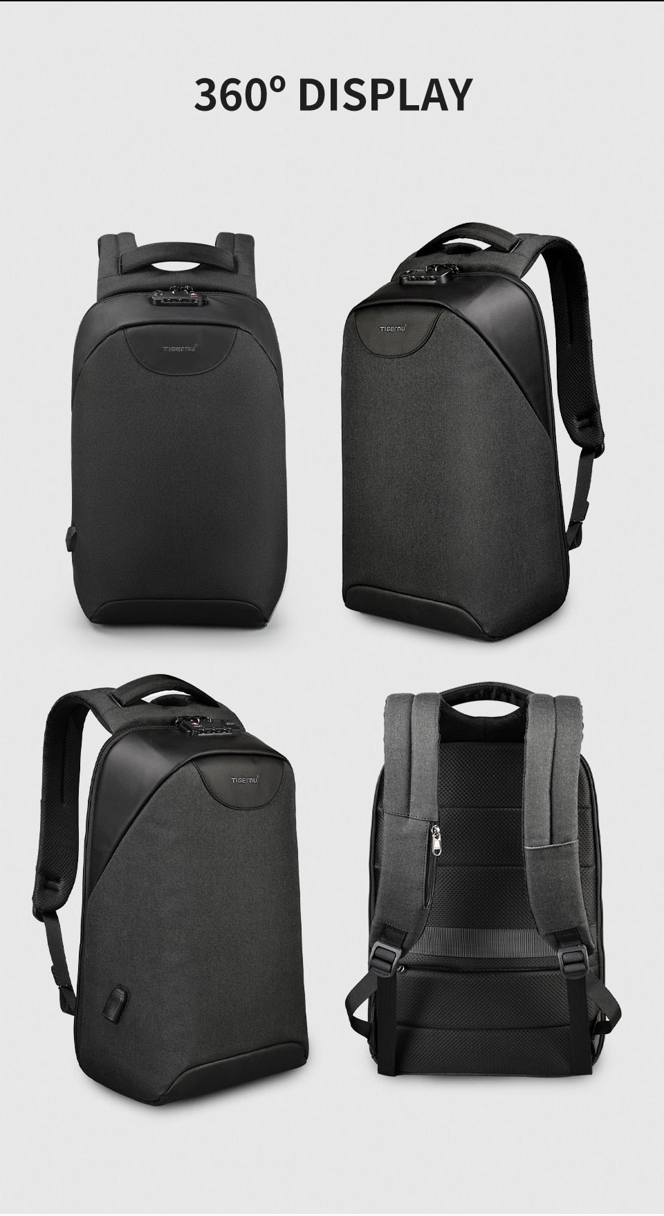 Multi-Compartment Backpack | TSA-Approved No Key Lock encalife