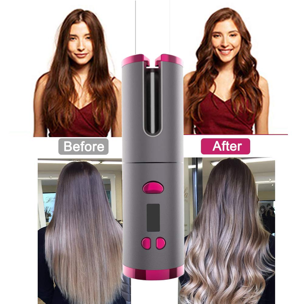 Cordless Curling Iron | USB Rechargeable Hair Curler encalife