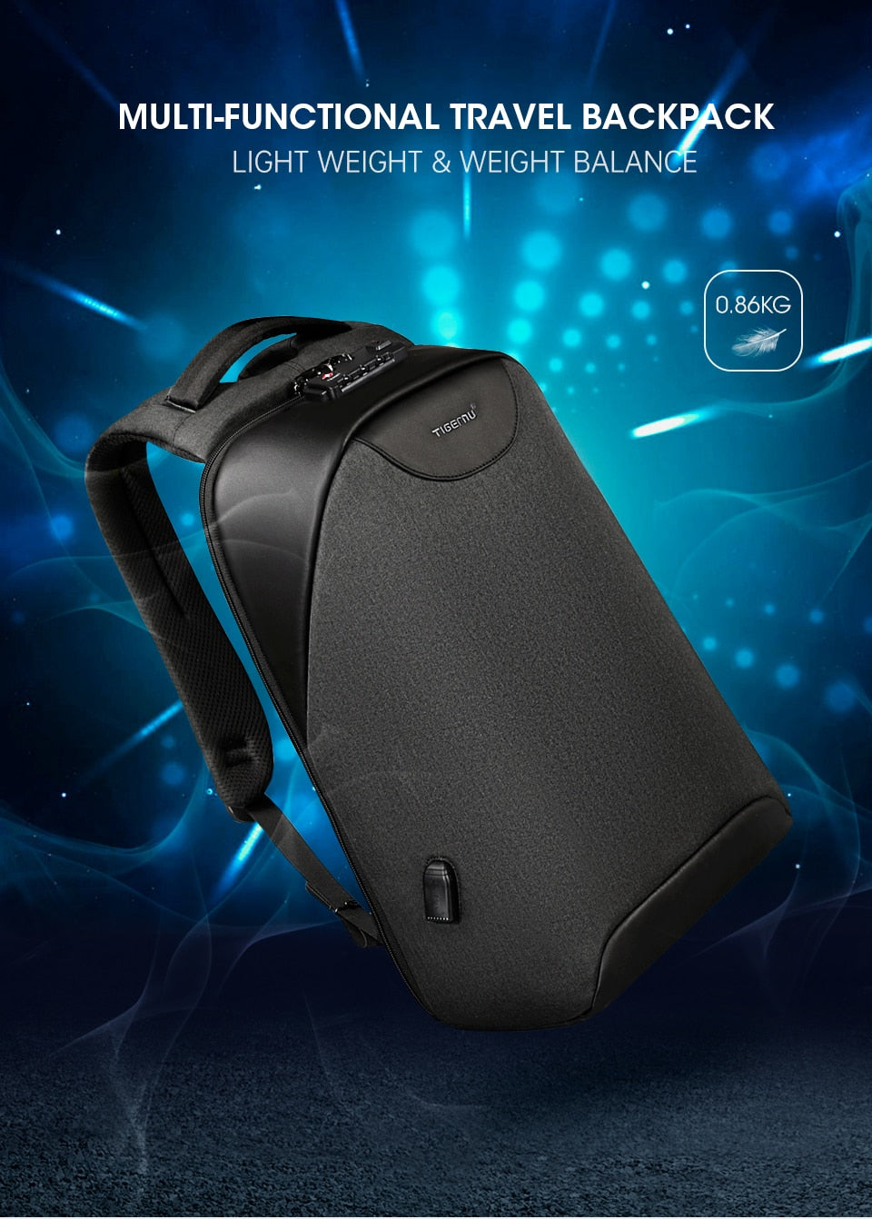 Multi-Compartment Backpack | TSA-Approved No Key Lock encalife