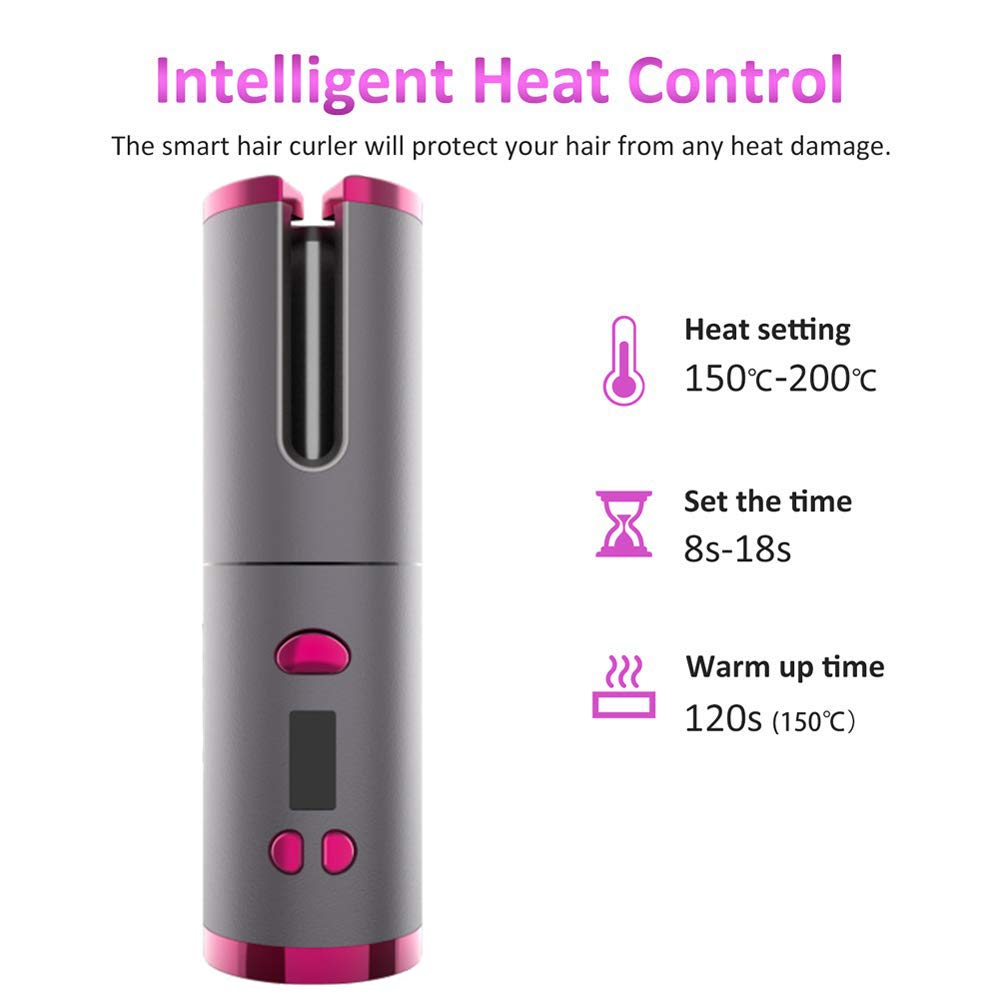 Cordless Curling Iron | USB Rechargeable Hair Curler encalife