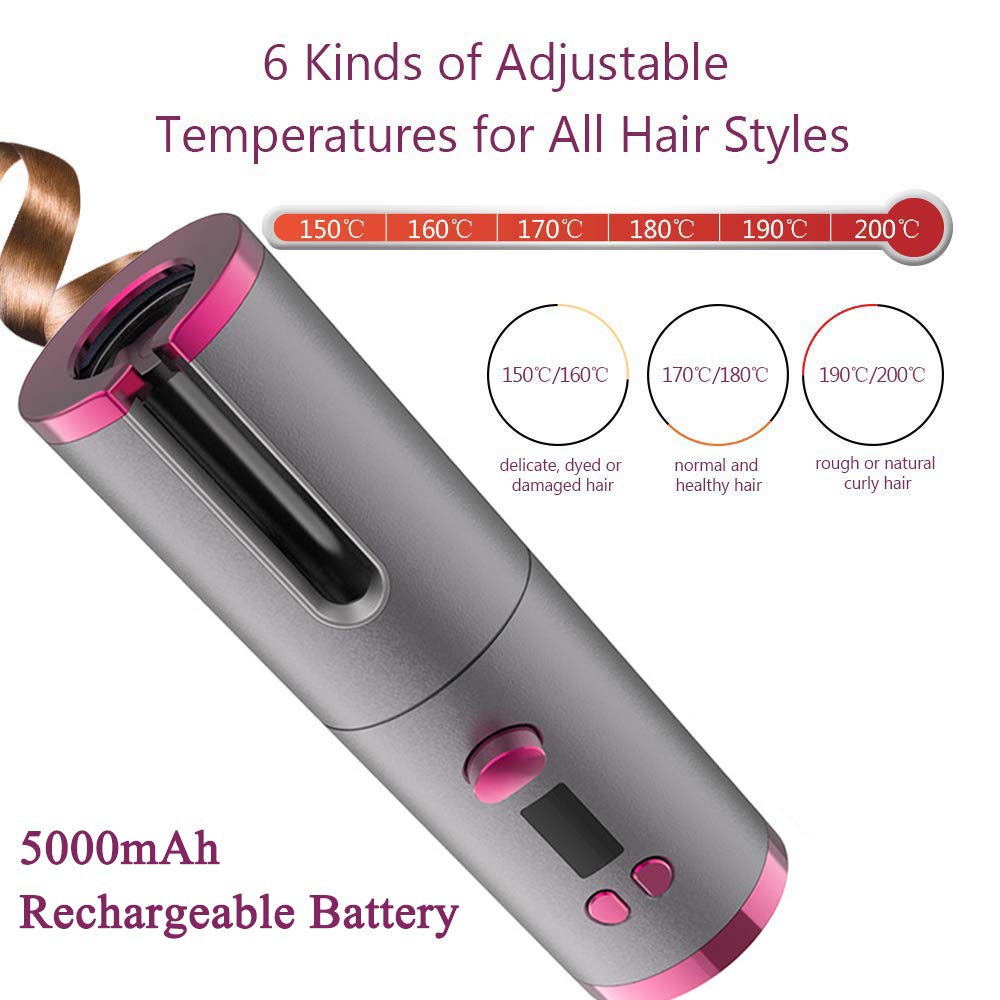 Cordless Curling Iron | USB Rechargeable Hair Curler encalife