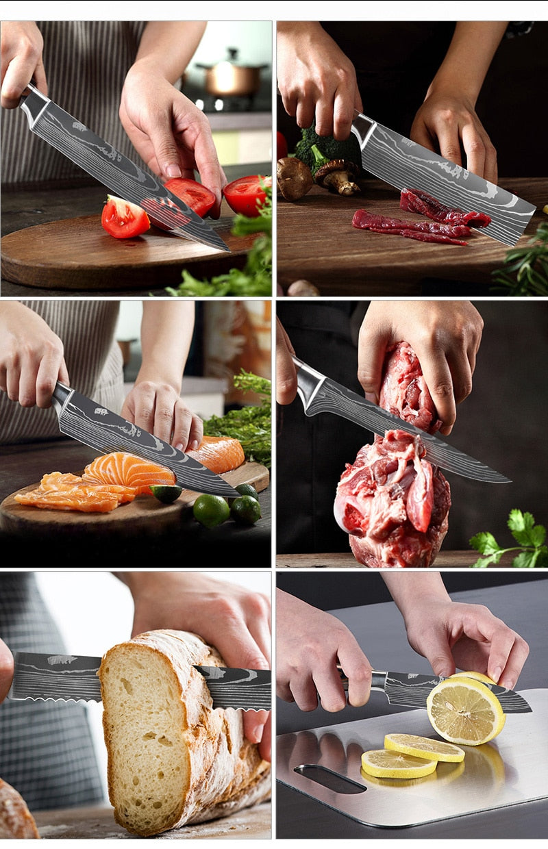 9-Piece Knife Set | Sharp Blades And Comfortable Grip encalife