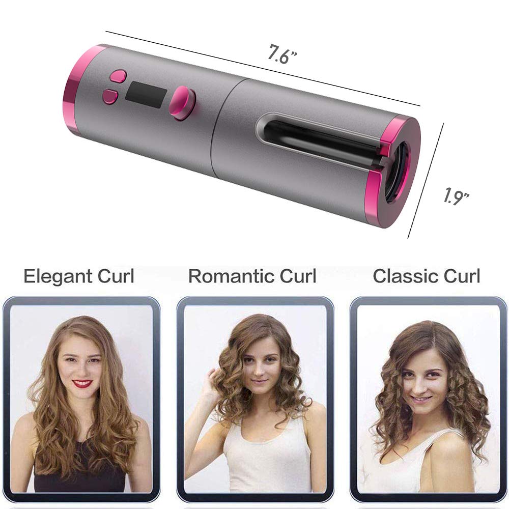 Cordless Curling Iron | USB Rechargeable Hair Curler encalife