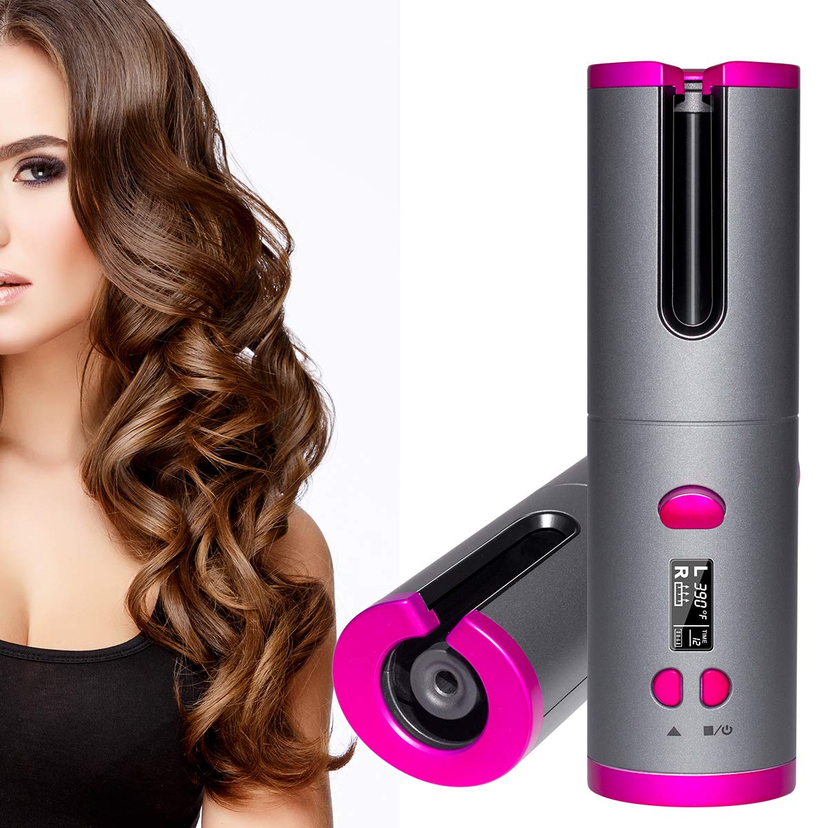 Cordless Curling Iron | USB Rechargeable Hair Curler encalife
