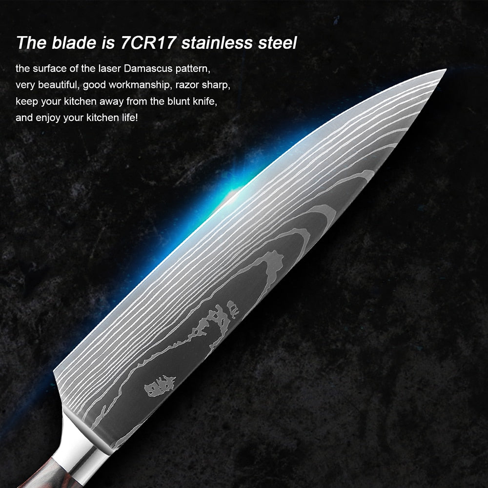 Ergonomic Chef’s Knife | Laser Damascus Pattern encalife