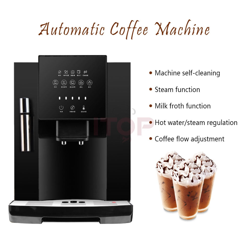 Automatic Espresso Machine | With Built-In Coffee Beans Grinder, Milk Frother, And Hot Water Dispenser