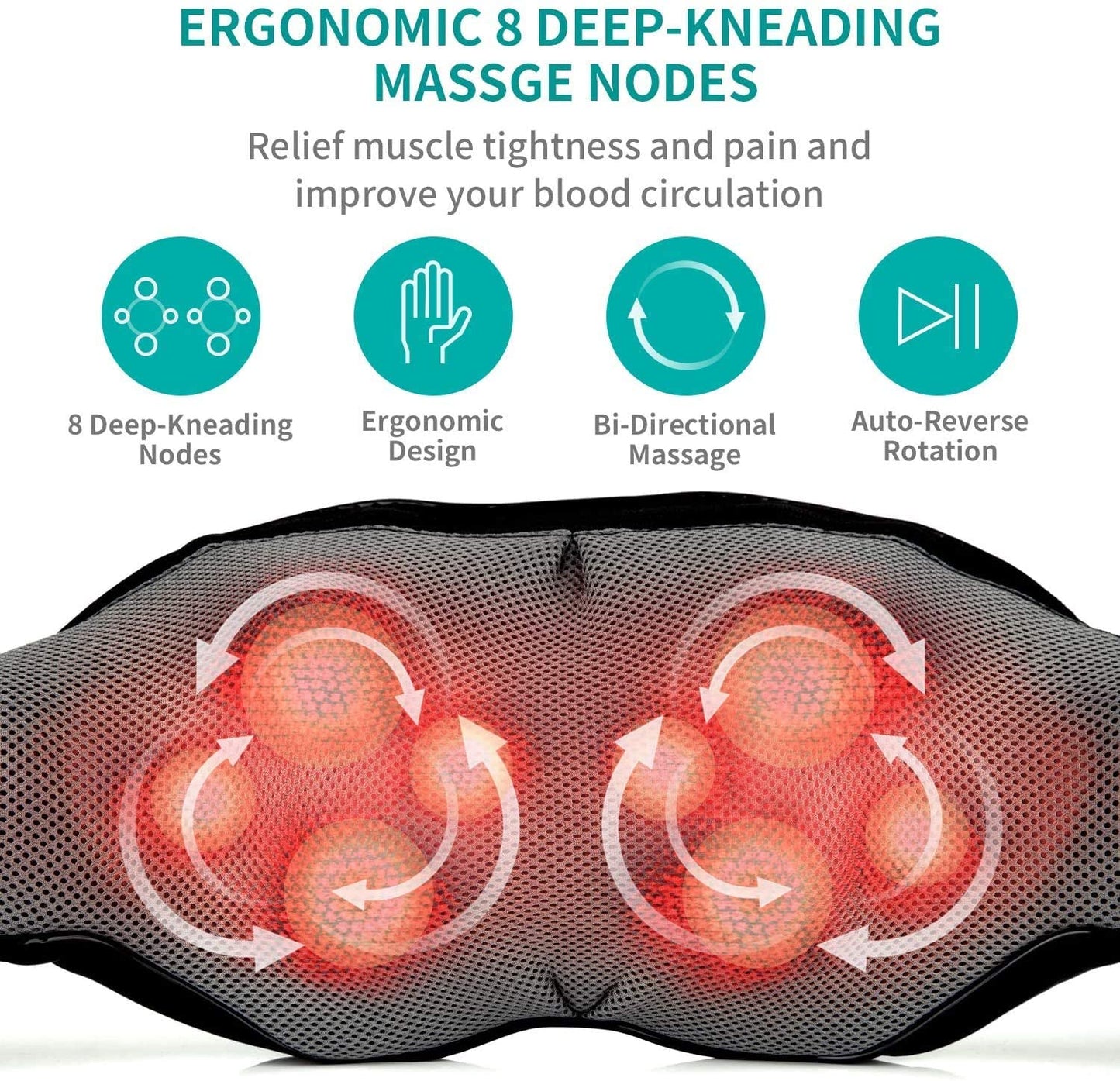 Shiatsu Neck, Back & Shoulder Massager (Heated) encalife