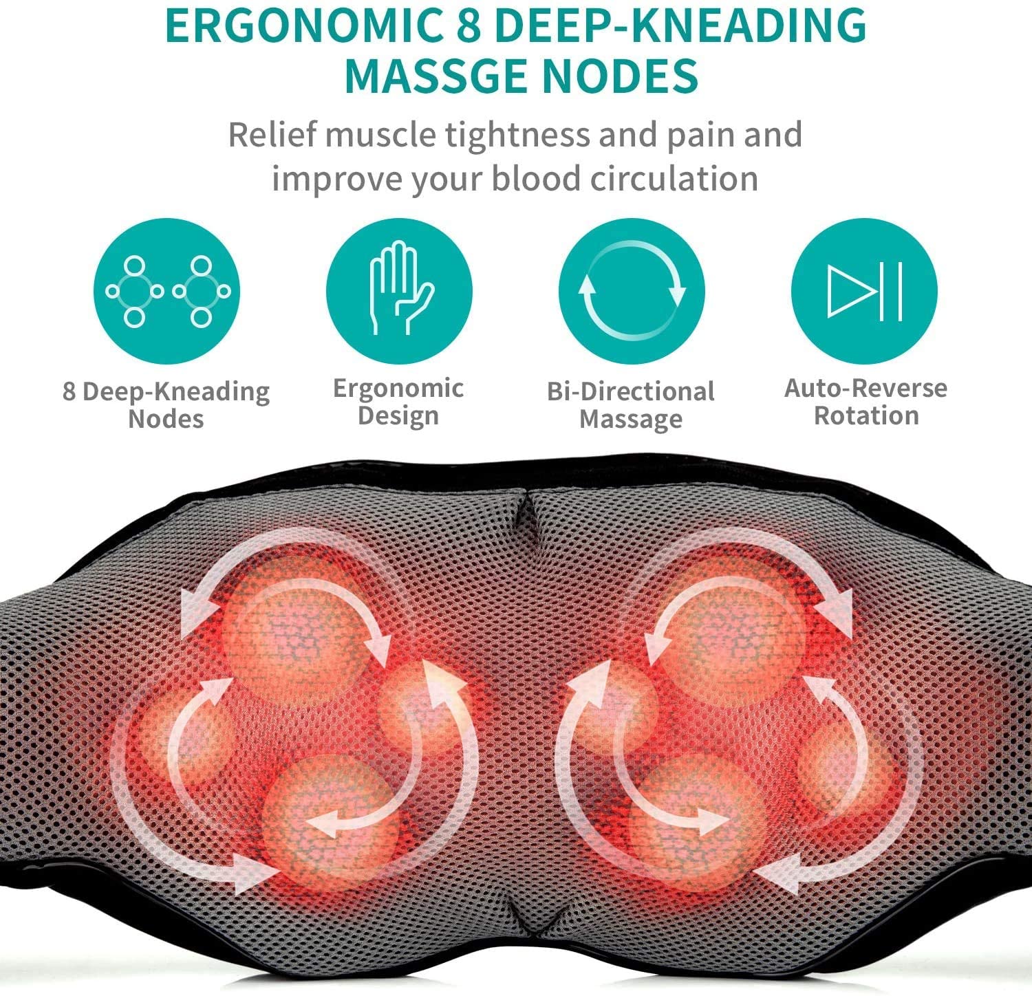 Shiatsu Neck, Back & Shoulder Massager (Heated) encalife
