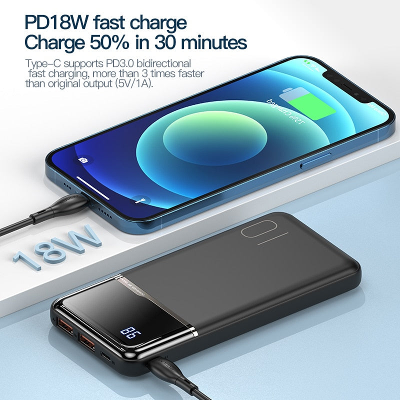 Portable Charger | Black | 18W / 10,000mAh Power Bank encalife
