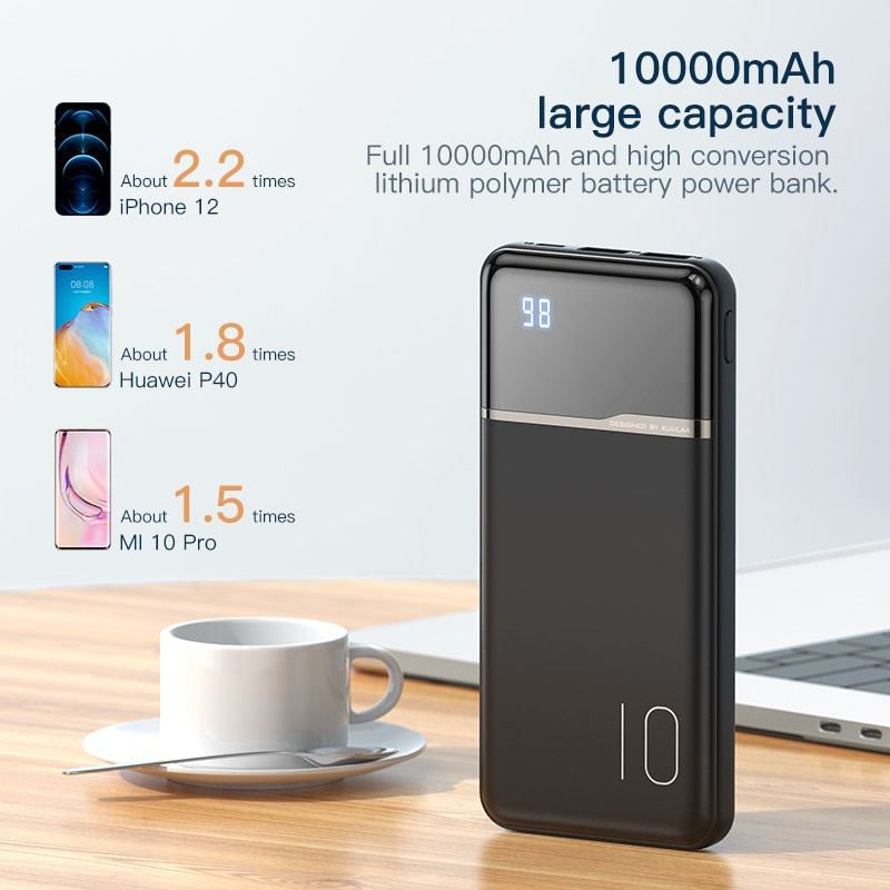 Portable Charger | Black | 18W / 10,000mAh Power Bank encalife
