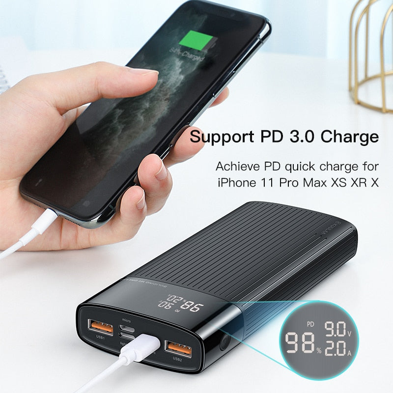 Portable Charger | Black | 18W / 20,000mAh Power Bank encalife