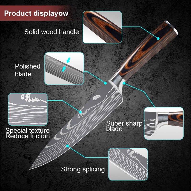 9-Piece Knife Set | Sharp Blades And Comfortable Grip encalife