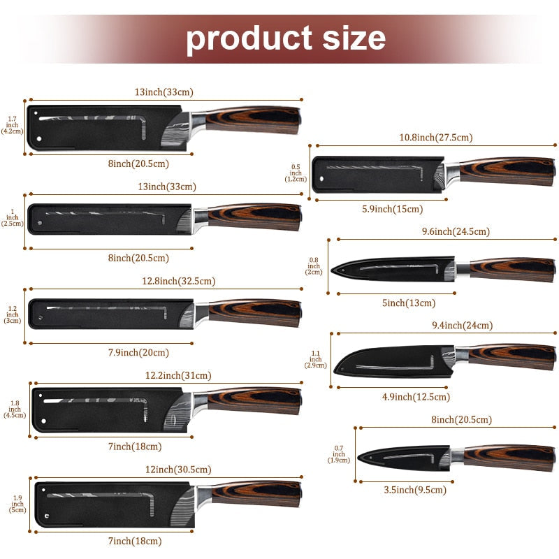 9-Piece Knife Set | Sharp Blades And Comfortable Grip encalife