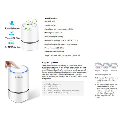 Air Purifier | Portable Ionizer Air Purifier