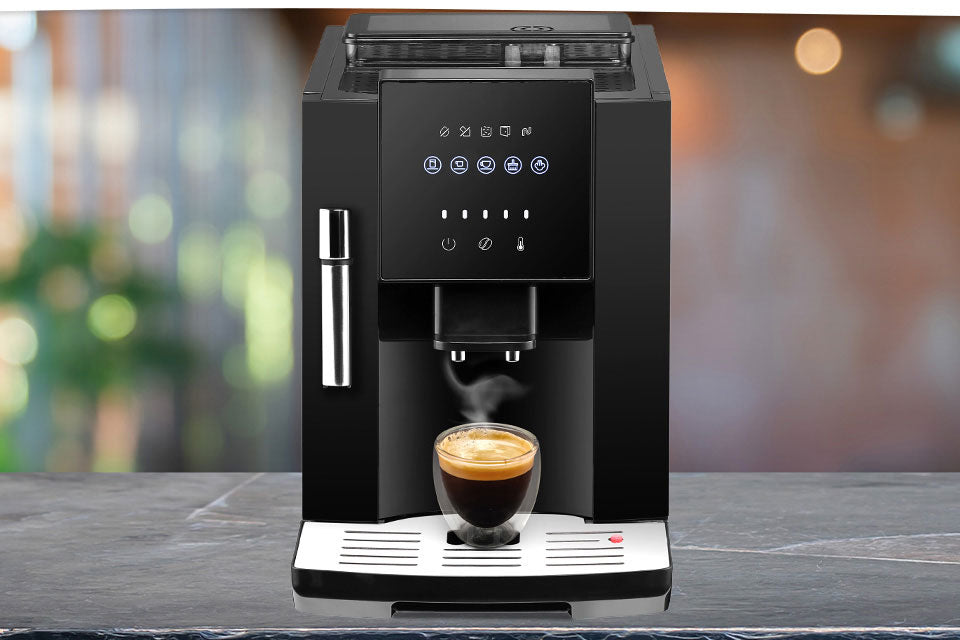 Automatic Espresso Machine | With Built-In Coffee Beans Grinder, Milk Frother, And Hot Water Dispenser