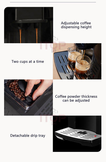 Automatic Espresso Machine | With Built-In Coffee Beans Grinder, Milk Frother, And Hot Water Dispenser