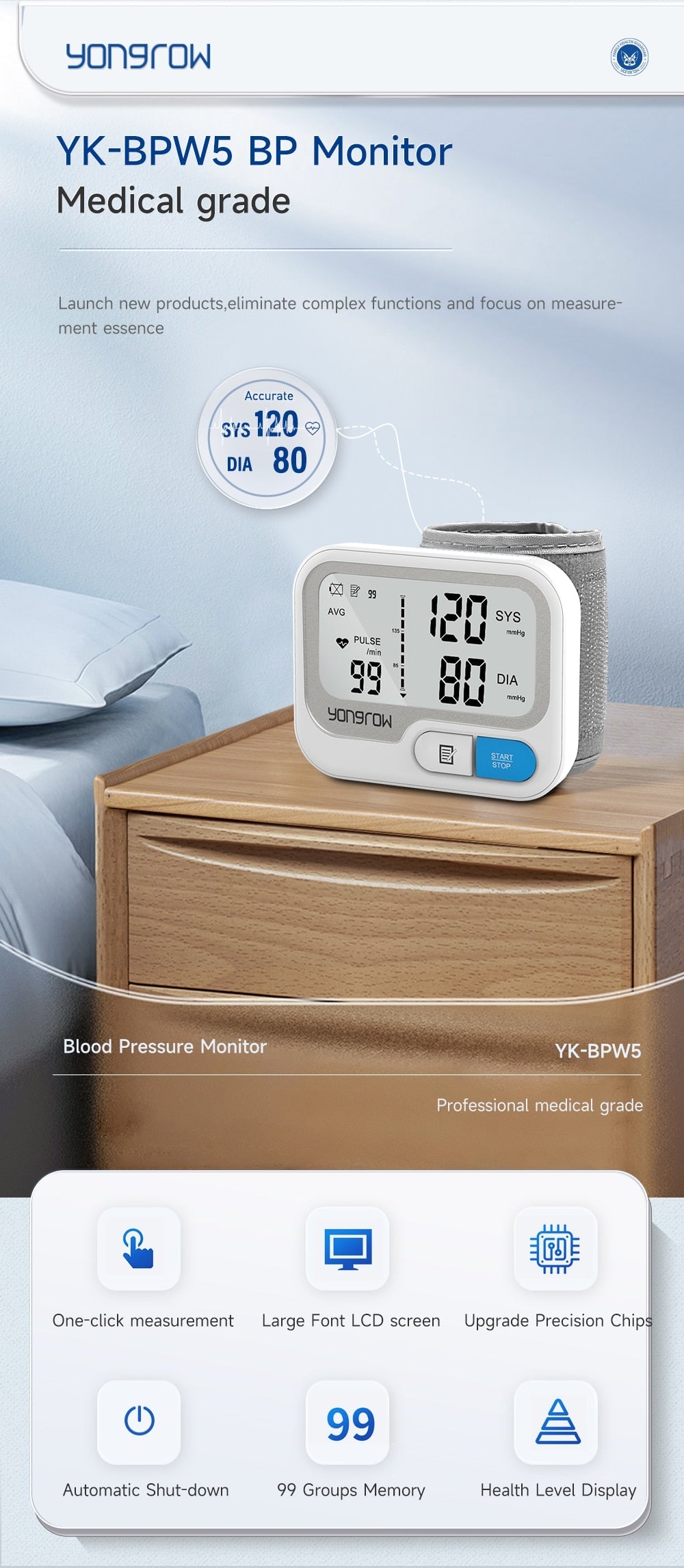 Digital Blood Pressure Monitor | Multi-User LED Screen encalife