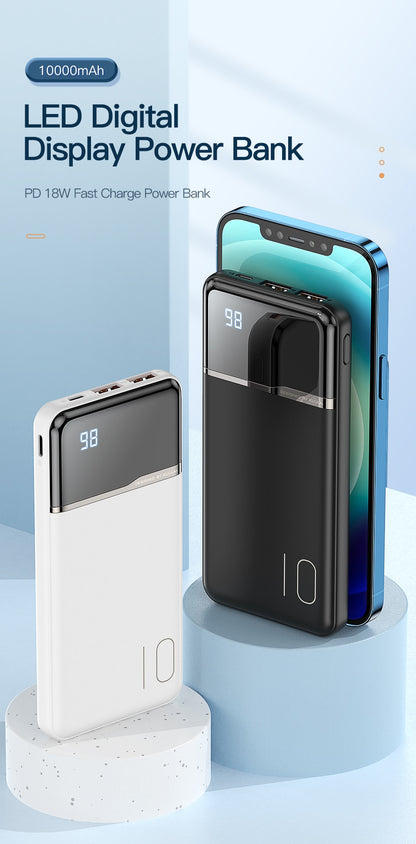 Portable Charger | Black | 18W / 10,000mAh Power Bank