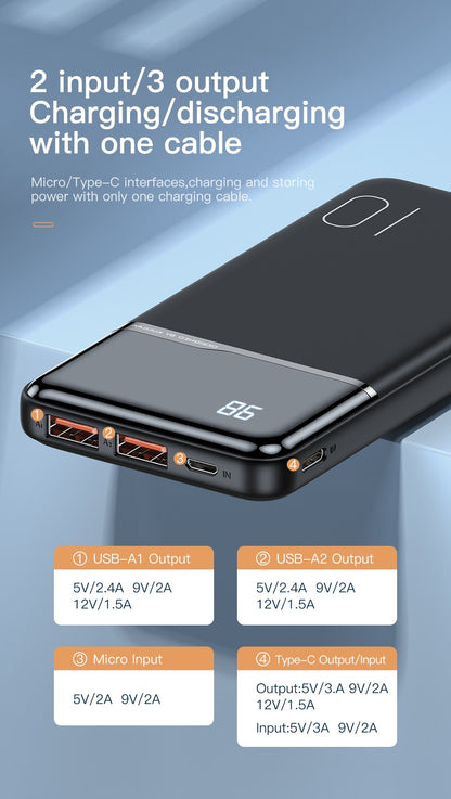 Portable Charger | Black | 18W / 10,000mAh Power Bank