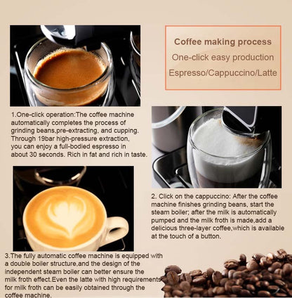 Automatic Espresso Machine | With Built-In Coffee Beans Grinder And Milk Foam Frother