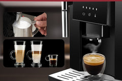 Automatic Espresso Machine | With Built-In Coffee Beans Grinder, Milk Frother, And Hot Water Dispenser encalife