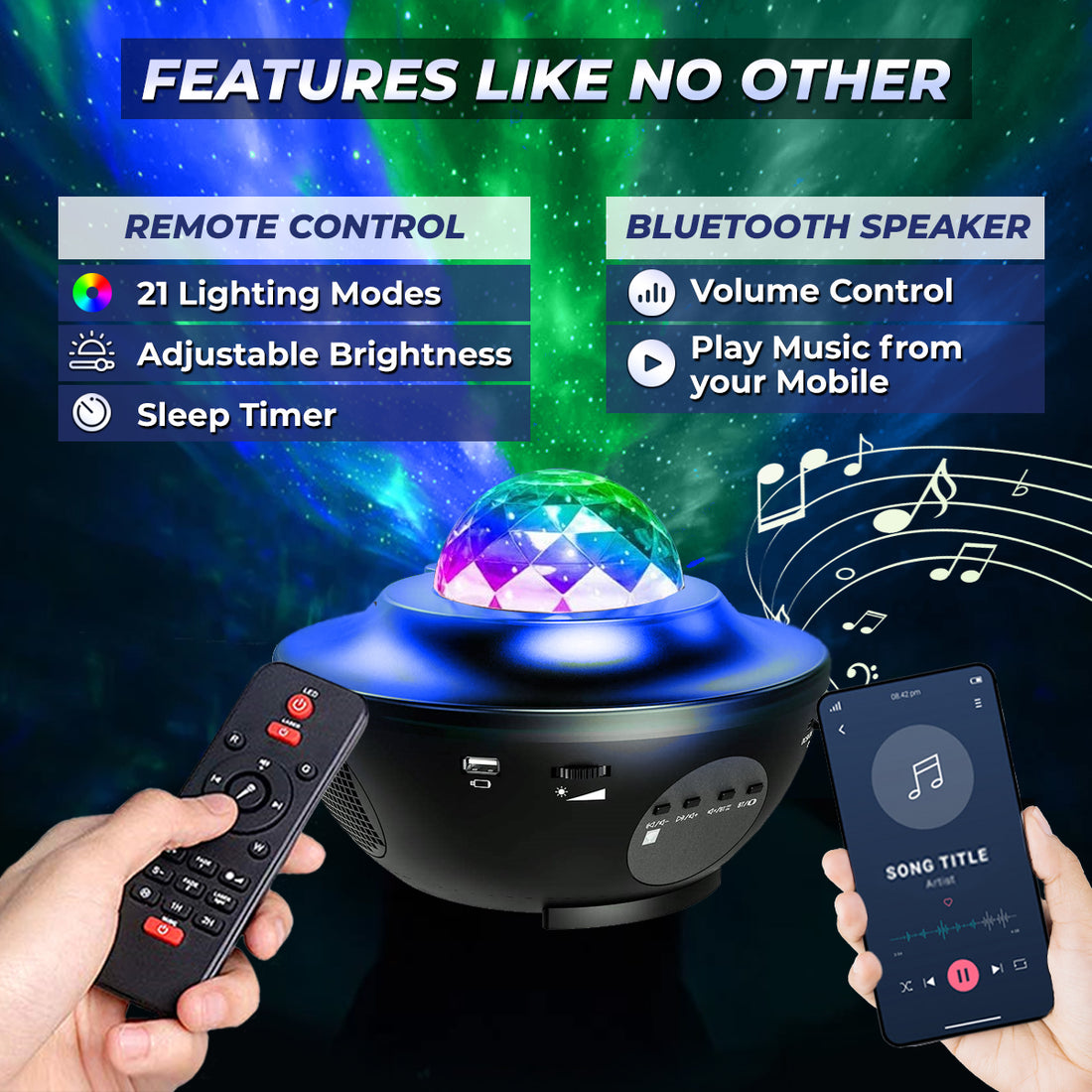 Galaxy & Star Projector features