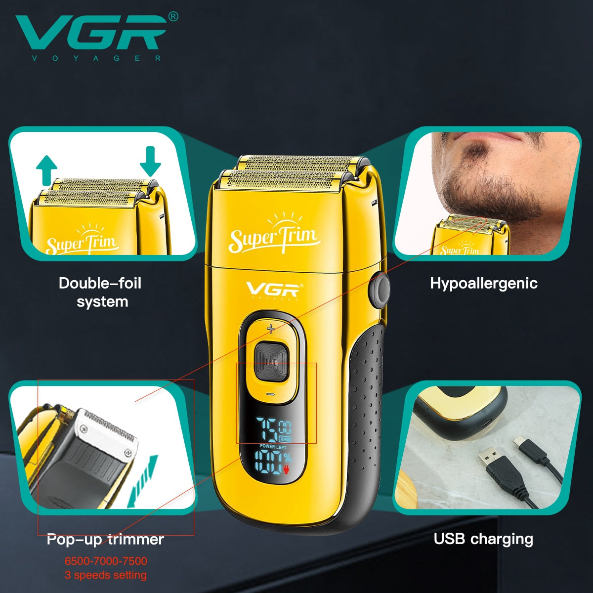 Electric Razor For Men | Precision Twin Blades encalife
