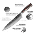Ergonomic Chef’s Knife | Laser Damascus Pattern