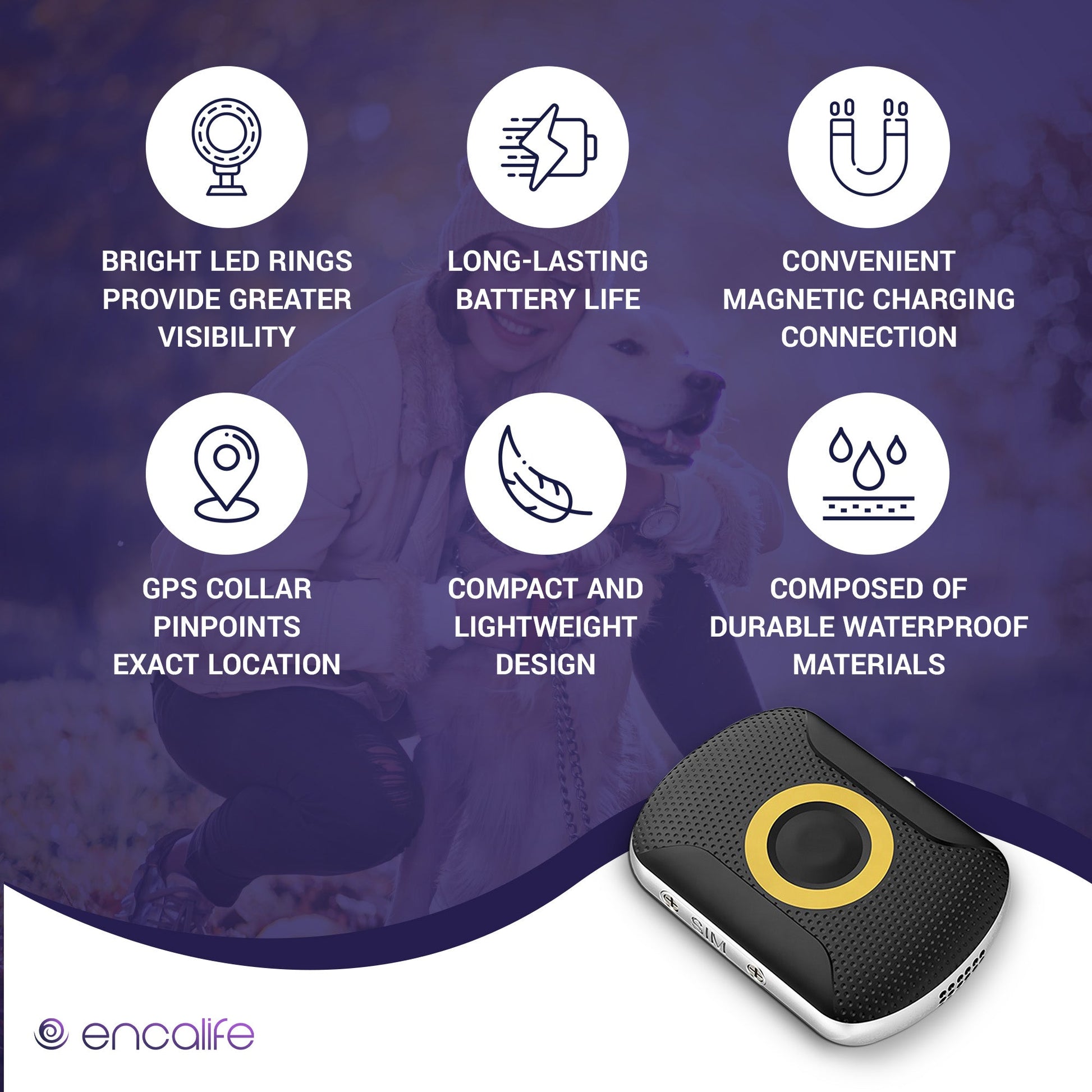 Dog GPS Tracker Collar | 4G Dog Fence encalife
