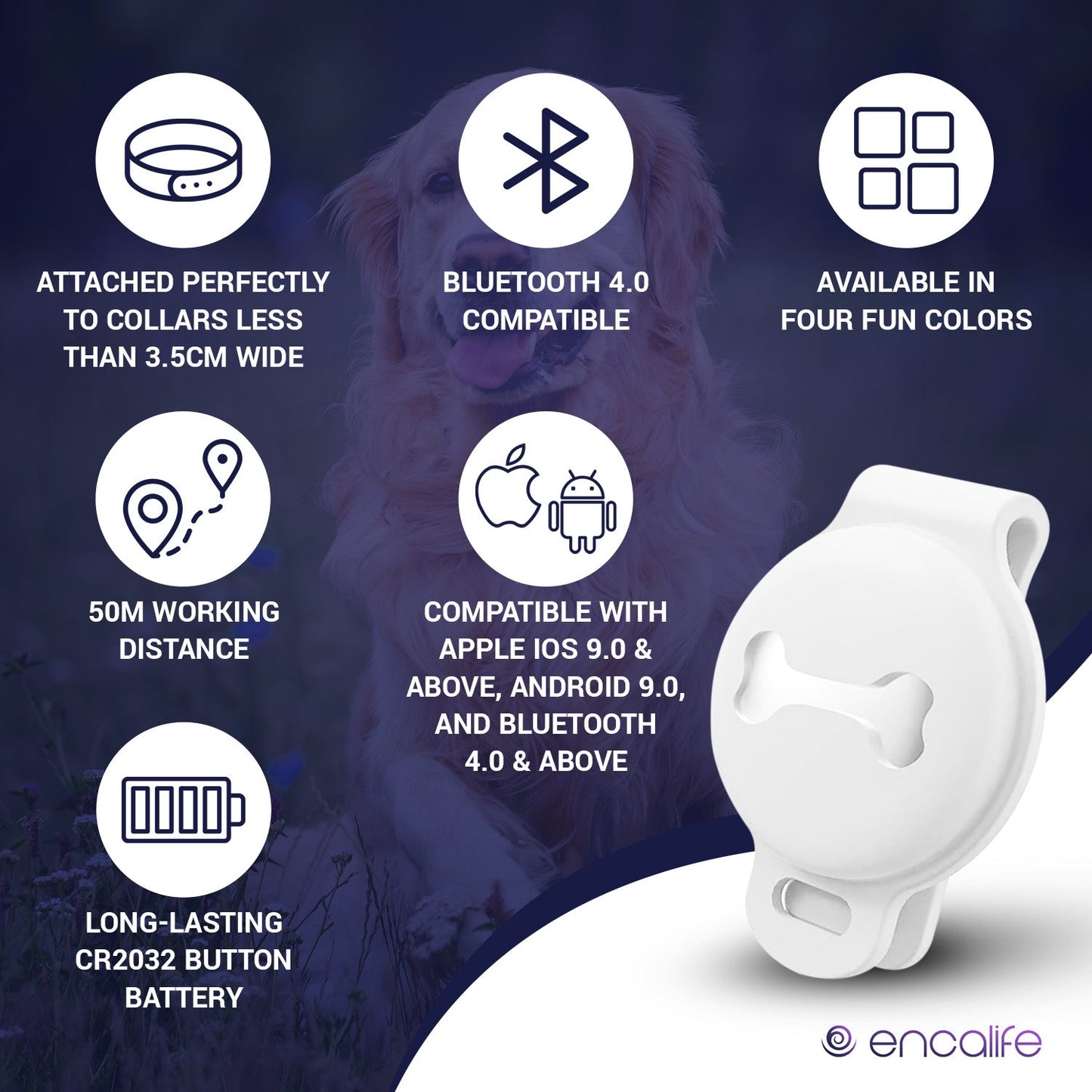 Dog GPS Tracker Collar | No Monthly Fees encalife