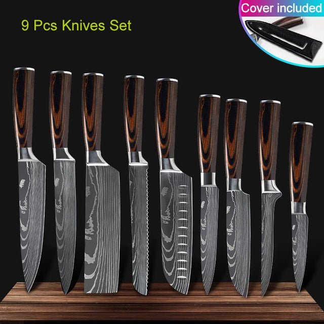9-Piece Knife Set | Sharp Blades And Comfortable Grip encalife