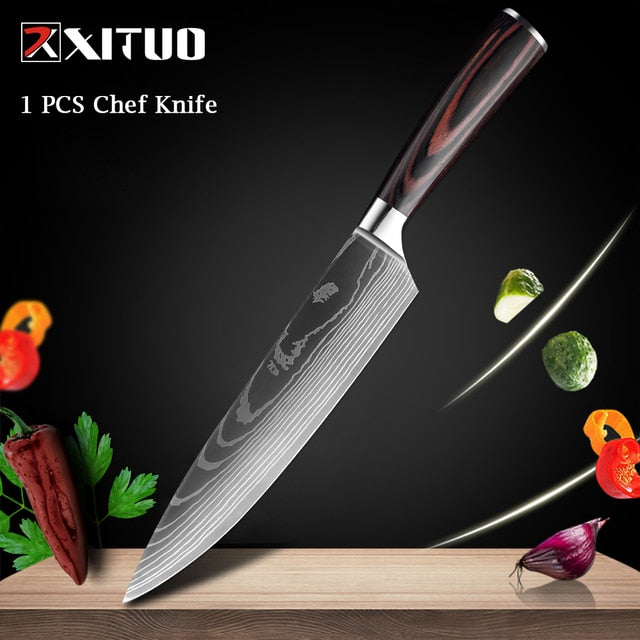 Ergonomic Chef’s Knife | Laser Damascus Pattern encalife