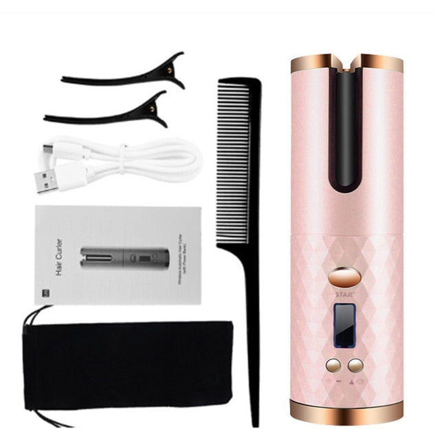 Cordless Curling Iron | USB Rechargeable Hair Curler encalife