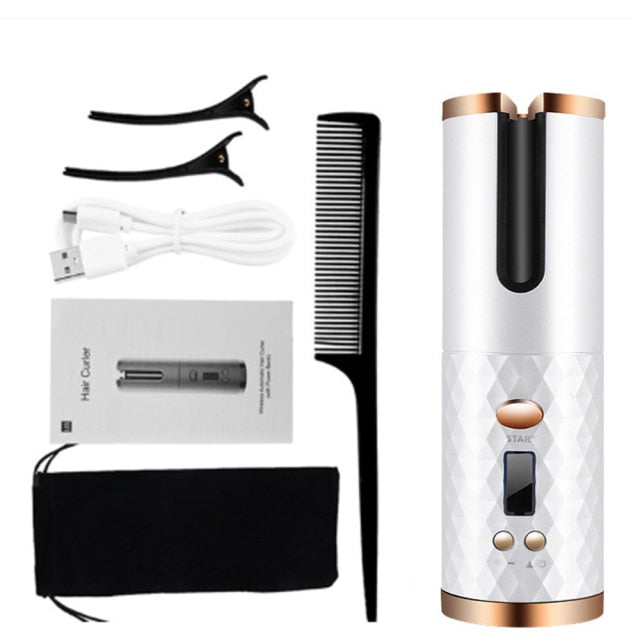 Cordless Curling Iron | USB Rechargeable Hair Curler encalife